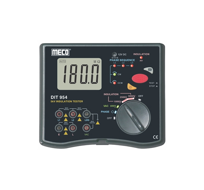 5KV - 200GOHM DIGITAL INSULATION TESTER WITH AC VOLTAGE, PHASE SEQUENCE & PHASE STATUS INDICATOR (MODEL : DIT 954)